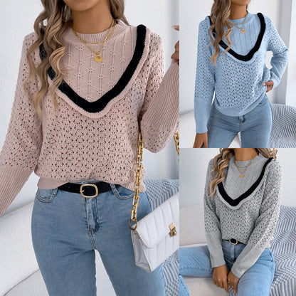 Autumn and winter mushroom edge long sleeved pullover sweater