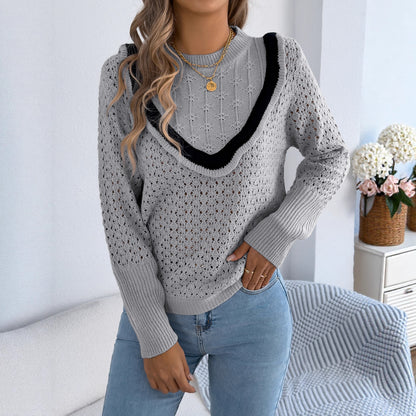 Autumn and winter mushroom edge long sleeved pullover sweater