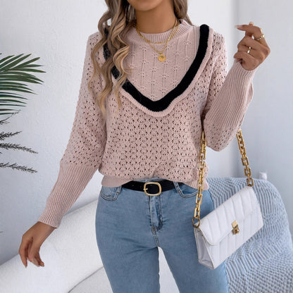 Autumn and winter mushroom edge long sleeved pullover sweater